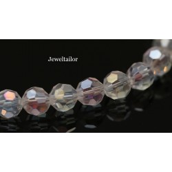 1 Strand (72 Beads) Clear Crystal Faceted Round Electroplate AB Glass Beads 8mm  ~ Jewellery Making Essentials